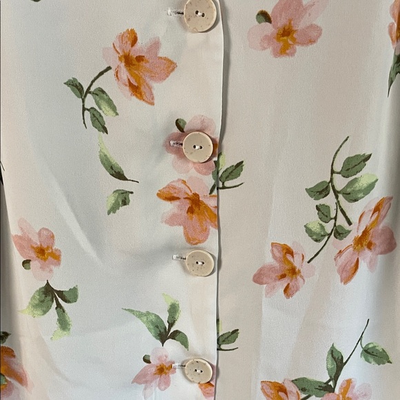 Elodi Floral Button-Up Blouse - Cream and Orange - Picture 3 of 5